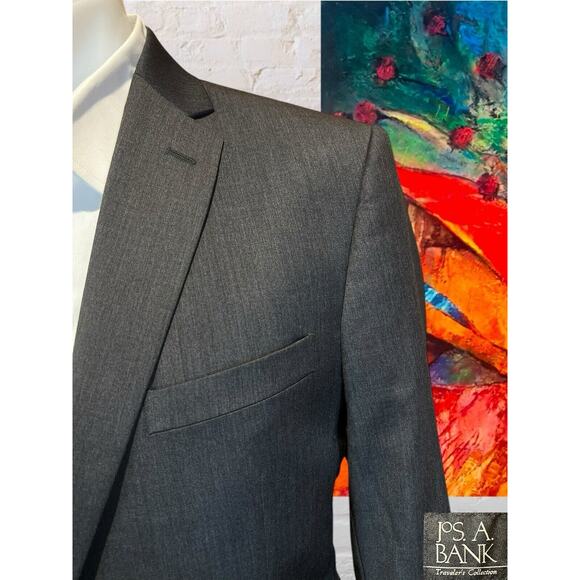 Jos A Bank Travelers Slim 40R 32x27+ Men Gray 2 Piece Suit Jacket Pants Note - Picture 2 of 15